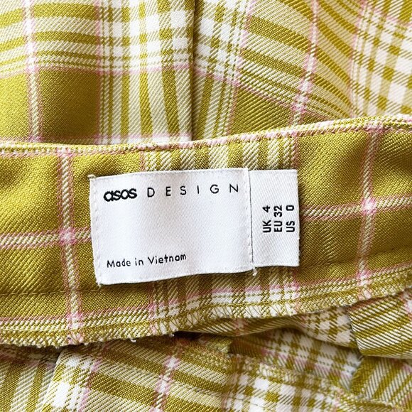 ASOS Bright Funky Plaid Pleat Front Tapered Pants Y2K Business Casual Size 0 - Picture 4 of 8